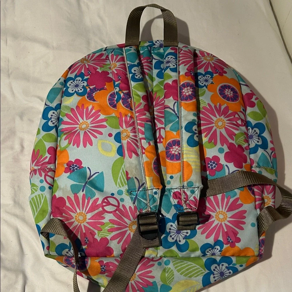 L.L. Bean Multicolor Floral Kids Backpack - Pink, Blue, Orange, Green